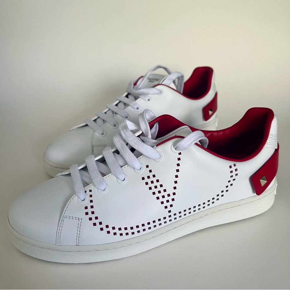 Valentino Garavani Backnet Logo Sneakers White Red EU 37 NWT